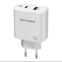CARGADOR MOTOMO USB-A A USB-C CARGA RÁPIDA 45W BLANCO