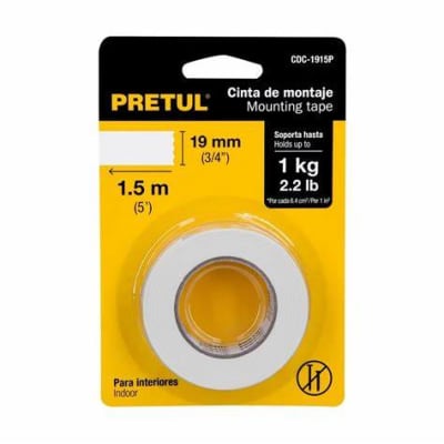 CINTA DOBLE CONTACTO 1.5MT/19MM PRETUL1