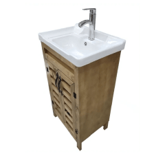 KIT VANITORIO RUSTICO SIN CAJON 60X47CM + LOZA/LLAVE/DESAGUE