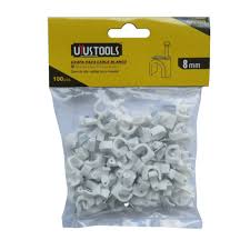GRAPA P/CABLE COAXIAL BCO 8MM UYUS 100PCS