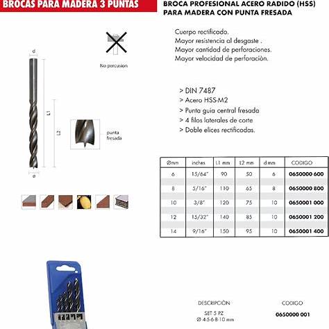 BROCA 3 PUNTAS P/MADERA 10MM WURTH1