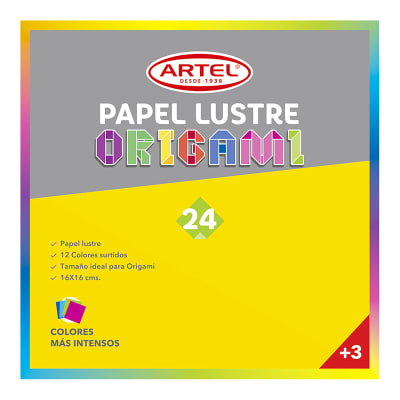 Artel Papel lustre origami 24 unidades 16x16cm, 12 colores1