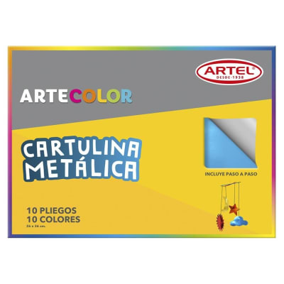 Artel Artecolor - Estuche cartulina metálica 10 pliegos, 10 colores