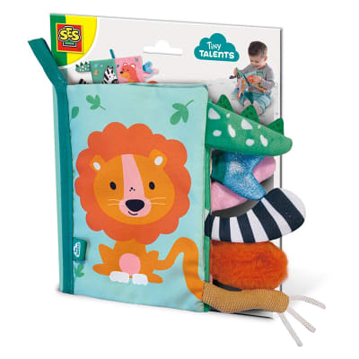 Libro sensorial de tela con colas de animales1