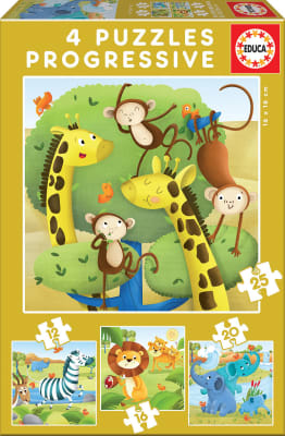4 Puzles Progresivos Animales de la Selva