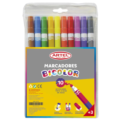 Artel Marcadores bicolor 10und, 20 colores