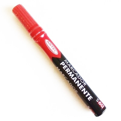 Artel Marcador permanente, punta biselada, tinta roja S601