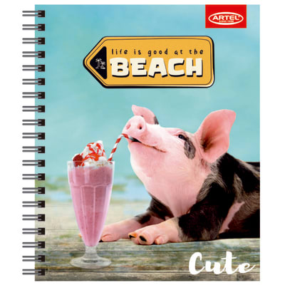 Artel Cuaderno universitario Cute 100 hojas cuadriculadas 7mm, cerdito1