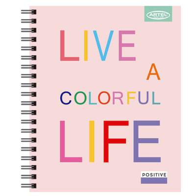 Artel Cuaderno universitario Positive 100 hojas cuadriculadas 7mm, Live a colorful life1