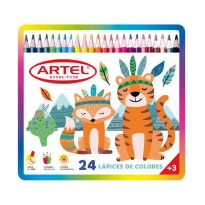 Artel 24 Lápices de colores hexagonales en caja metálica1