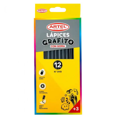 Artel Lápices grafito con goma n° 2HB 12 unidades1