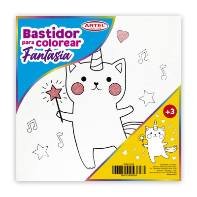 Artel Bastidor para colorear fantasía 25x25cm, gato1