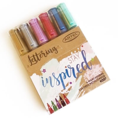 Artel Marcadores Lettering, 6 colores metalizados1