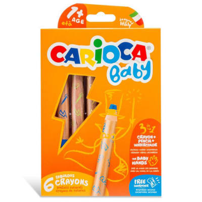 Crayones Baby 3 en 1 (crayón-lápiz-acuarela) 6 colores1