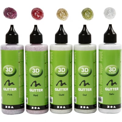 Pack 5 pinturas 3D liner glitter1