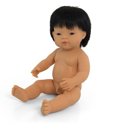 Muñeco asiático niño con pelo 38cm