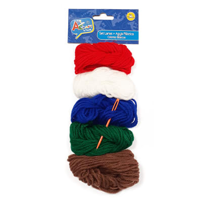 Set lanas + aguja plástica colores básicos1