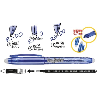 Bolígrafo Re-Do con tinta borrable y recargable, color azul1