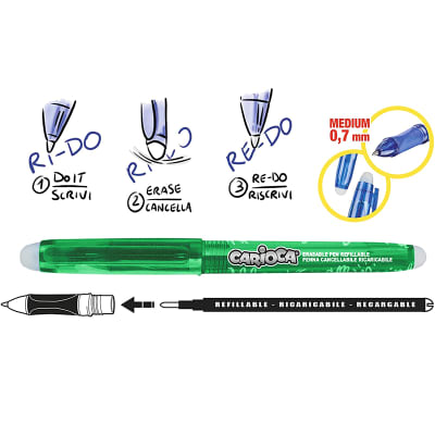 Bolígrafo Re-Do con tinta borrable y recargable, color verde1