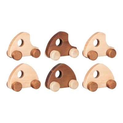 Pack de 6 vehículos 2 ruedas madera, Goki Nature1