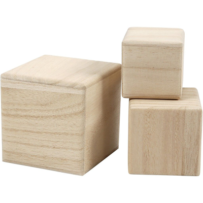 Set 3 cubos apilables madera paulonia | Lúdiko - juguetes didácticos