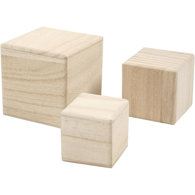 Set 3 cubos apilables madera paulonia | Lúdiko - juguetes didácticos