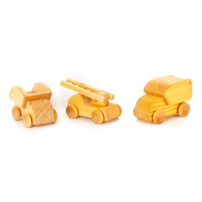 Vehículos de madera línea waldorf, set de 31
