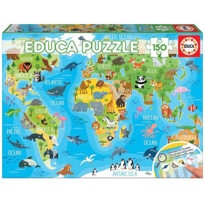 Puzle 150pz Mapamundi animales 48x34cm1