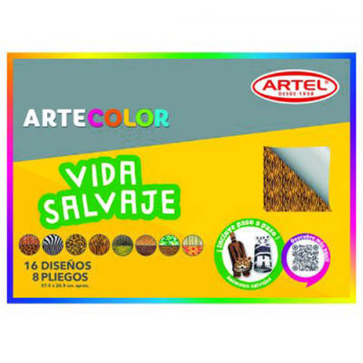 Artel Artecolor - Estuche 8 pliegos, 16 diseños Vida salvaje