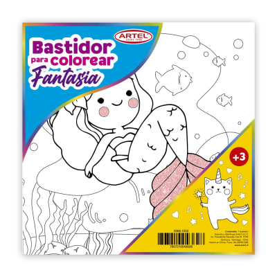Artel Bastidor para colorear fantasía 25x25cm, sirena1