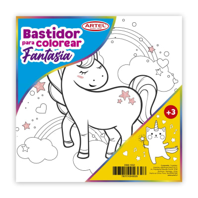 Artel Bastidor para colorear fantasía 25x25cm, unicornio