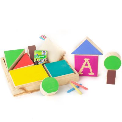 Bandeja bloques de madera con pizarra colores1