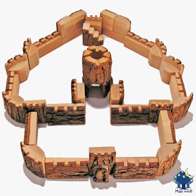 Castillo Camelot de madera con corteza Magic Wood, 35 pz