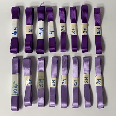 Cintas satín de 15mm en tonos lila, 71 metros total - Producto de vitrina1