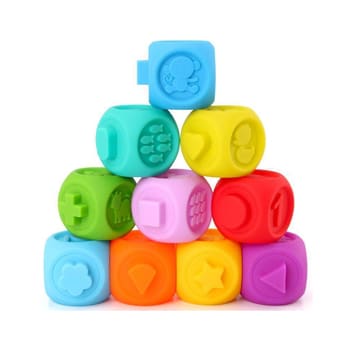 Cubos Apilables Goma Soft para Bebés, 10 pz