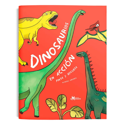 Dinosaurios en acción, pinta y recorta