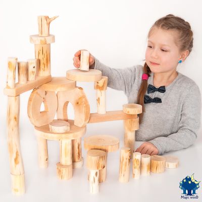 Set 36 ecobloques de madera sin corteza Magic Wood EB36-B1