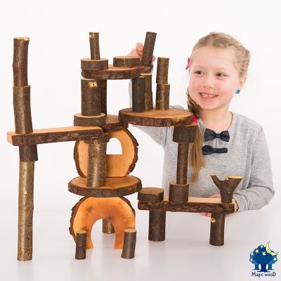 Set 72 ecobloques de madera con corteza Magic Wood EB721