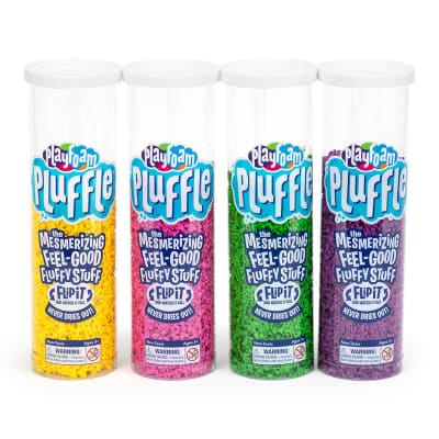 Set 4 playfoam pluffle púrpura, verde, rosa y amarillo1