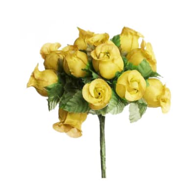 Flores decorativas hoja verde 144 flores color amarillo