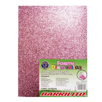 Foamy con diamantina adhesivo carta, color rosa