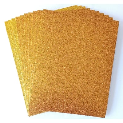 Foamy con diamantina adhesivo carta, color dorado1