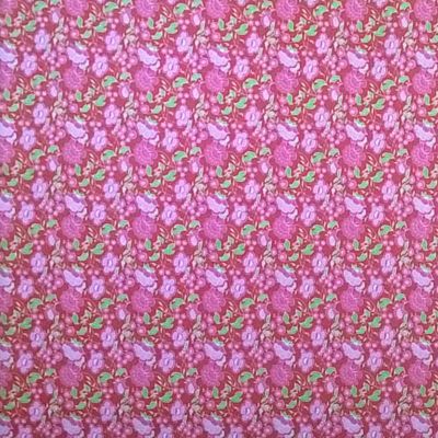 Paño lenci estampado flores fondo fucsia 10 pliegos 40x60cm