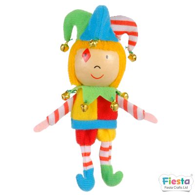 Títere dedo cabeza madera Bufón