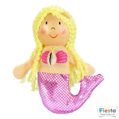 Títere dedo cabeza madera Sirenita