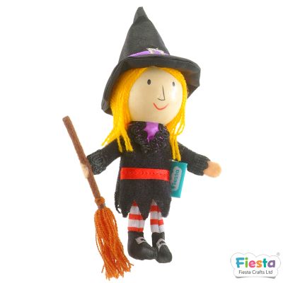 Títere dedo cabeza madera Bruja1