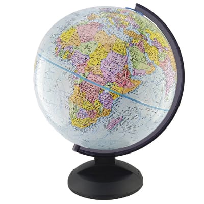 Globo terráqueo azul 30cm, base y arco plástico1