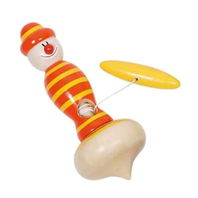 Peonza de madera con mango naranja - Producto de vitrina1
