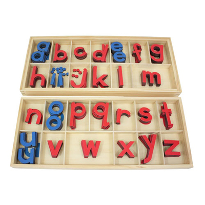 Alfabeto móvil grande imprenta minúsculas con caja Montessori
