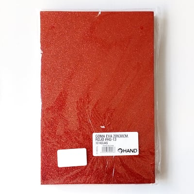 Goma eva glitter 20*30cm 10 hojas, rojo